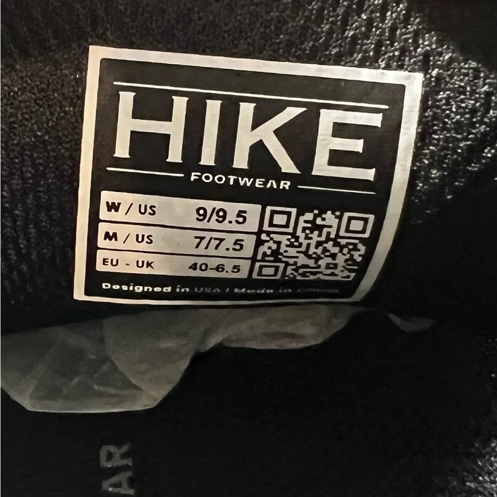 Hike Footwear Cloud Ergonomic Support Barefoot sneaker shoe black men size 7-7.5